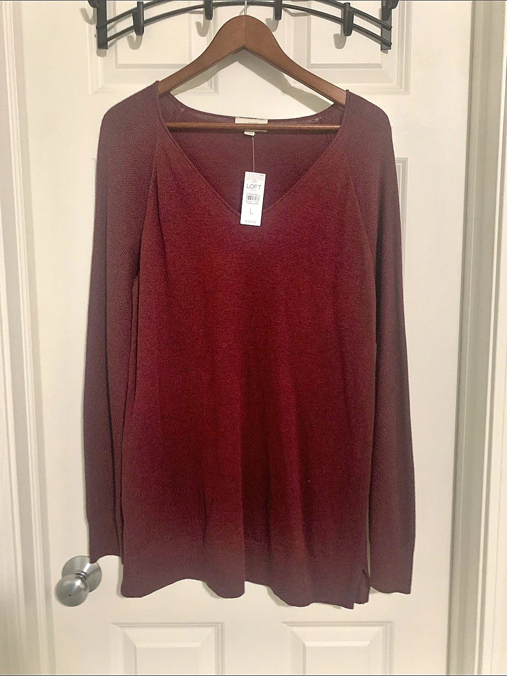 LOFT Scoop Neck Sweater in Burgundy Size Large NWT